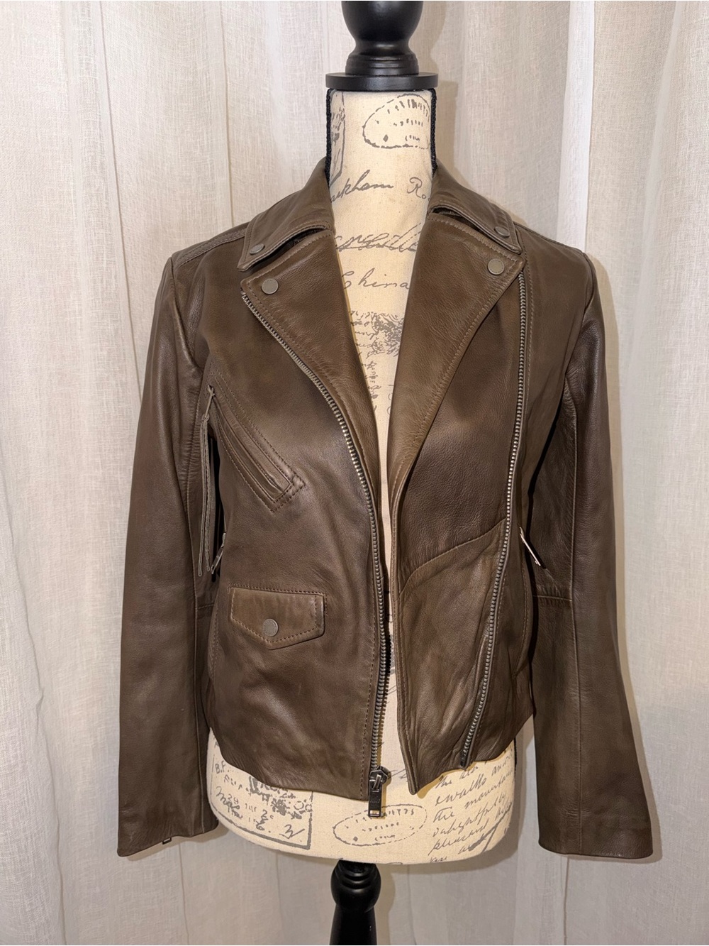 Abercrombie & Fitch Brown Genuine Leather Moto Jacket size XS